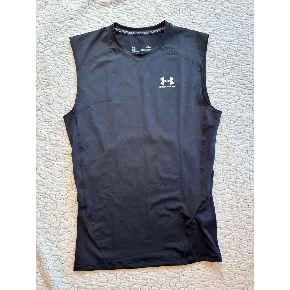Under Armour Mens HeatGear Compression Tank Top Sleeveless Black Large